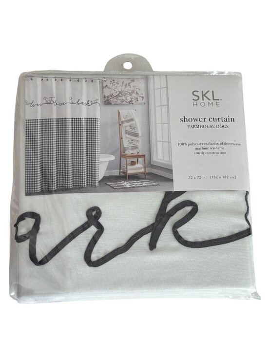 SKL Home Other - SKL Home Shower Curtain Farmhouse Dogs Black White Gingham 72x 72 Bathroom Decor